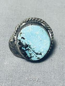 Rare Mine Turquoise Vintage Navajo Blue Diamond Sterling Silver Ring Old