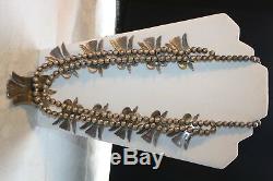 Rare Navajo Vintage Peyote Bird Squash Blossom Necklace Hand Signed J. Nelson