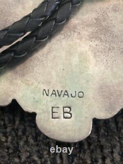 Rare Stunning Vintage Navajo Inlay Turquoise Coral MOP Deer Bolo Tie Signed EB