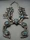 Rare Turquoise! Vintage Navajo Sterling Silver Squash Blossom Necklace Old