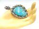 Rare Vintage Huge Large Navajo Sterling Silver Natural Turquoise Pendant 43g