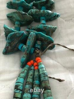 Rare Vintage Native American Navajo Santo Domingo Turquoise Jacla Necklace