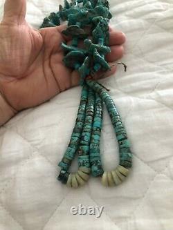 Rare Vintage Native American Navajo Santo Domingo Turquoise Jacla Necklace