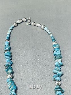 Rare Vintage Navajo Chunky Turquoise Sterling Silver Necklace