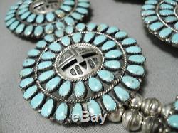 Rare Vintage Navajo Kachina Turquoise Sterling Silver Squash Blossom Necklace