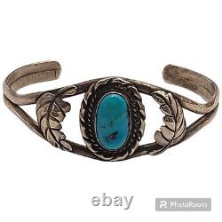 Rare Vintage Navajo Kingman Turquoise Sterling Silver Bracelet
