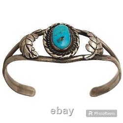 Rare Vintage Navajo Kingman Turquoise Sterling Silver Bracelet