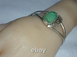 Rare Vintage Navajo Peterson Johnson Sterling Old Turquoise Cuff Bracelet