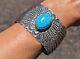 Rare Vintage Navajo Sterling Silver Turquoise Bracelet Signed Moses Jack NA sz 7