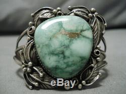 Rare Vintage Yazzie Carico Lake Turquoise Sterling Silver Bracelet Cuff