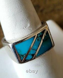 Ring Lot of 8 Sterling Vintage Retro Navjo Turquoise Old Pawn Southwest Style