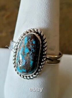 Ring Lot of 8 Sterling Vintage Retro Navjo Turquoise Old Pawn Southwest Style