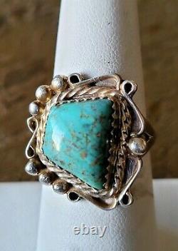 Ring Lot of 8 Sterling Vintage Retro Navjo Turquoise Old Pawn Southwest Style