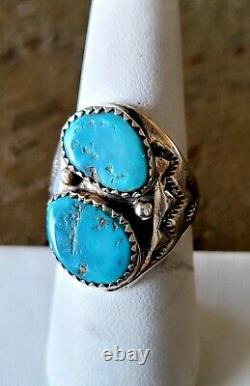 Ring Lot of 8 Sterling Vintage Retro Navjo Turquoise Old Pawn Southwest Style