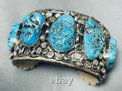 Russ Mccullough Vintage Navajo 164 Gram Turquoise Sterling Silver Bracelet