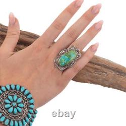 SONORAN GOLD Turquoise Ring Navajo ELLA LINKIN Sterling Silver 9 Vintage STL BIG