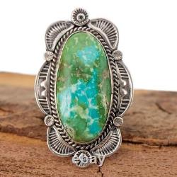 SONORAN GOLD Turquoise Ring Navajo ELLA LINKIN Sterling Silver 9 Vintage STL BIG