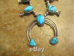 SPLENDID Vintage Navajo Sterling Silver BISBEE Turquoise SQUASH BLOSSOM Necklace