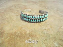 SPLENDID Vintage Zuni / Navajo Sterling Silver Square Turquoise ROW Bracelet