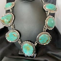 STATEMENT Handm Navajo Sterling SILVER ROYSTON Turquoise Choker Necklace 11600