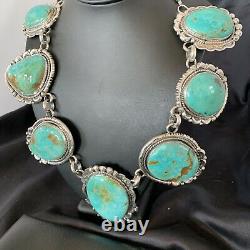 STATEMENT Handm Navajo Sterling SILVER ROYSTON Turquoise Choker Necklace 11600