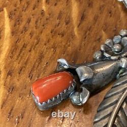Sarah Dickens Navajo Vintage Sterling Silver Turquoise Coral Necklace 16.5 Dt