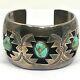 Shadowbox Navajo Cuff Bracelet Turquoise 88g 6.25in Sterling Silver 1960s VTG