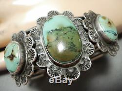 Shocking Vintage Navajo Domed Royston Turquoise Sterling Silver Bracelet