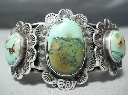 Shocking Vintage Navajo Domed Royston Turquoise Sterling Silver Bracelet