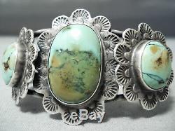 Shocking Vintage Navajo Domed Royston Turquoise Sterling Silver Bracelet