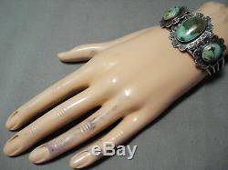 Shocking Vintage Navajo Domed Royston Turquoise Sterling Silver Bracelet