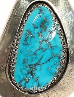 Signed Sterling Silver Turquoise Navajo Native American Vintage Artisan Pendant