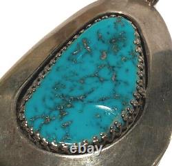 Signed Sterling Silver Turquoise Navajo Native American Vintage Artisan Pendant