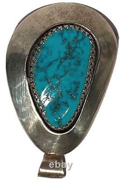 Signed Sterling Silver Turquoise Navajo Native American Vintage Artisan Pendant