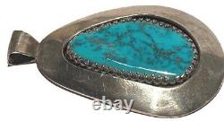 Signed Sterling Silver Turquoise Navajo Native American Vintage Artisan Pendant