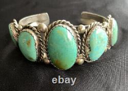 Signed Vintage Navajo GORGEOUS HIGH QUALITY Turquoise Cuff J. Livingston 7