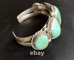 Signed Vintage Navajo GORGEOUS HIGH QUALITY Turquoise Cuff J. Livingston 7