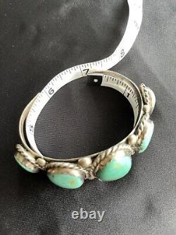 Signed Vintage Navajo GORGEOUS HIGH QUALITY Turquoise Cuff J. Livingston 7