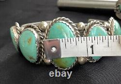 Signed Vintage Navajo GORGEOUS HIGH QUALITY Turquoise Cuff J. Livingston 7