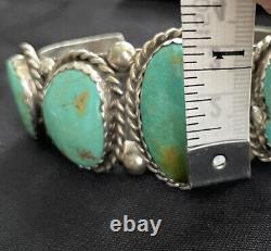 Signed Vintage Navajo GORGEOUS HIGH QUALITY Turquoise Cuff J. Livingston 7