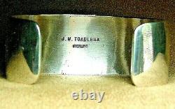 Signed Vintage Navajo Sterling Silver Turquoise Spiny Oyster Wide Cuff Bracelet