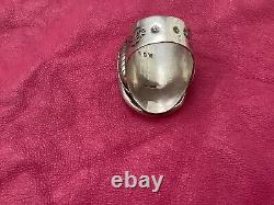 Signed Vintage Navajo Turquoise Sterling Silver Ring Old 13 1/2