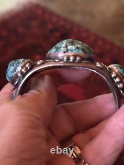 Spectacular Vintage Calvin Desson Navajo Stormy Mountainturquoise & 925 Cuff