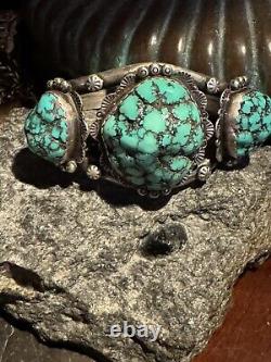 Spectacular Vintage Calvin Desson Navajo Stormy Mountainturquoise & 925 Cuff