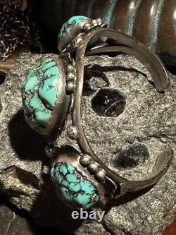 Spectacular Vintage Calvin Desson Navajo Stormy Mountainturquoise & 925 Cuff