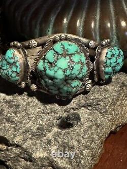 Spectacular Vintage Calvin Desson Navajo Stormy Mountainturquoise & 925 Cuff