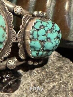 Spectacular Vintage Calvin Desson Navajo Stormy Mountainturquoise & 925 Cuff