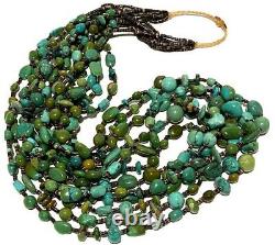 Spectacular Vintage Navajo 6 Strand Polished Turquoise Heshi Necklace 194 Grams