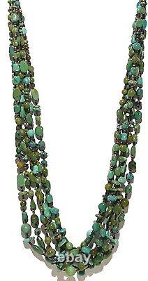 Spectacular Vintage Navajo 6 Strand Polished Turquoise Heshi Necklace 194 Grams