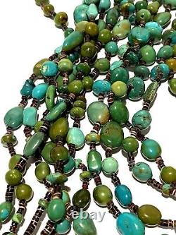 Spectacular Vintage Navajo 6 Strand Polished Turquoise Heshi Necklace 194 Grams